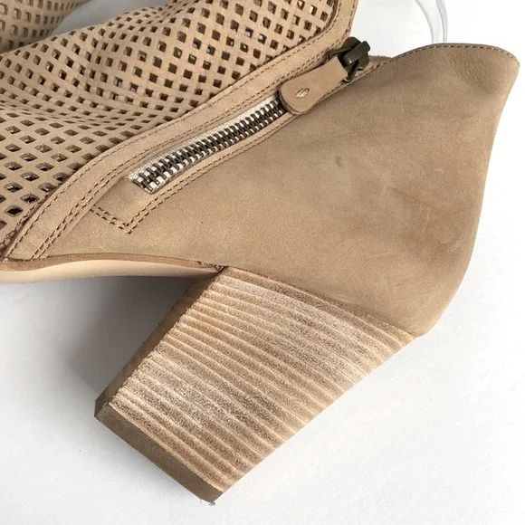 Paul Green Nubuck Booties Women US 8.5 Tan Bonzai Perforated Zipper Ankle Boots - Picture 8 of 16